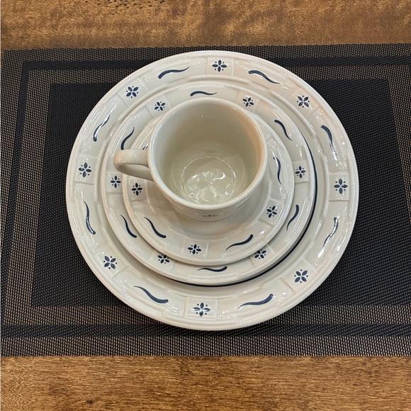 Longaberger Classic Blue Heritage Woven Traditions Pottery place setting - Picture 2 of 7